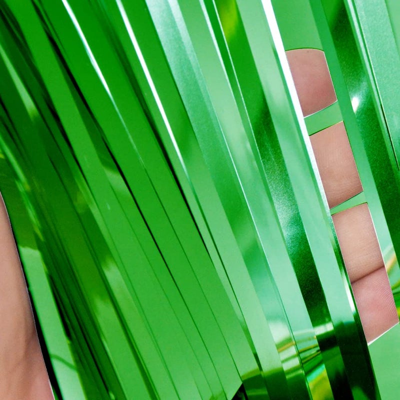 GOER 3.2 ft x 9.8 ft Metallic Tinsel Foil Fringe Curtains Party Photo Backdrop Party Streamers for St. Patrick's Day,Birthday,Graduation,New Year Eve Decorations Christmas Decor (Green,1 Pack) - Image 5